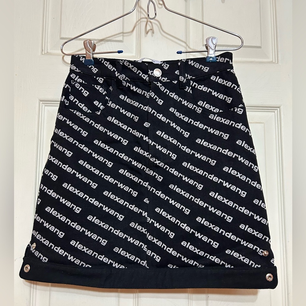 NWOT ALEXANDER WANG logo print denim skirt S